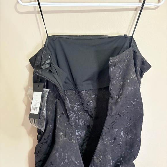 Dynamite Strapless Black Floral Pattern w Sheen Ruched Bodycon Party Dress NWT - Picture 12 of 16